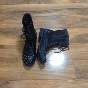 Black Studded Combat Boots